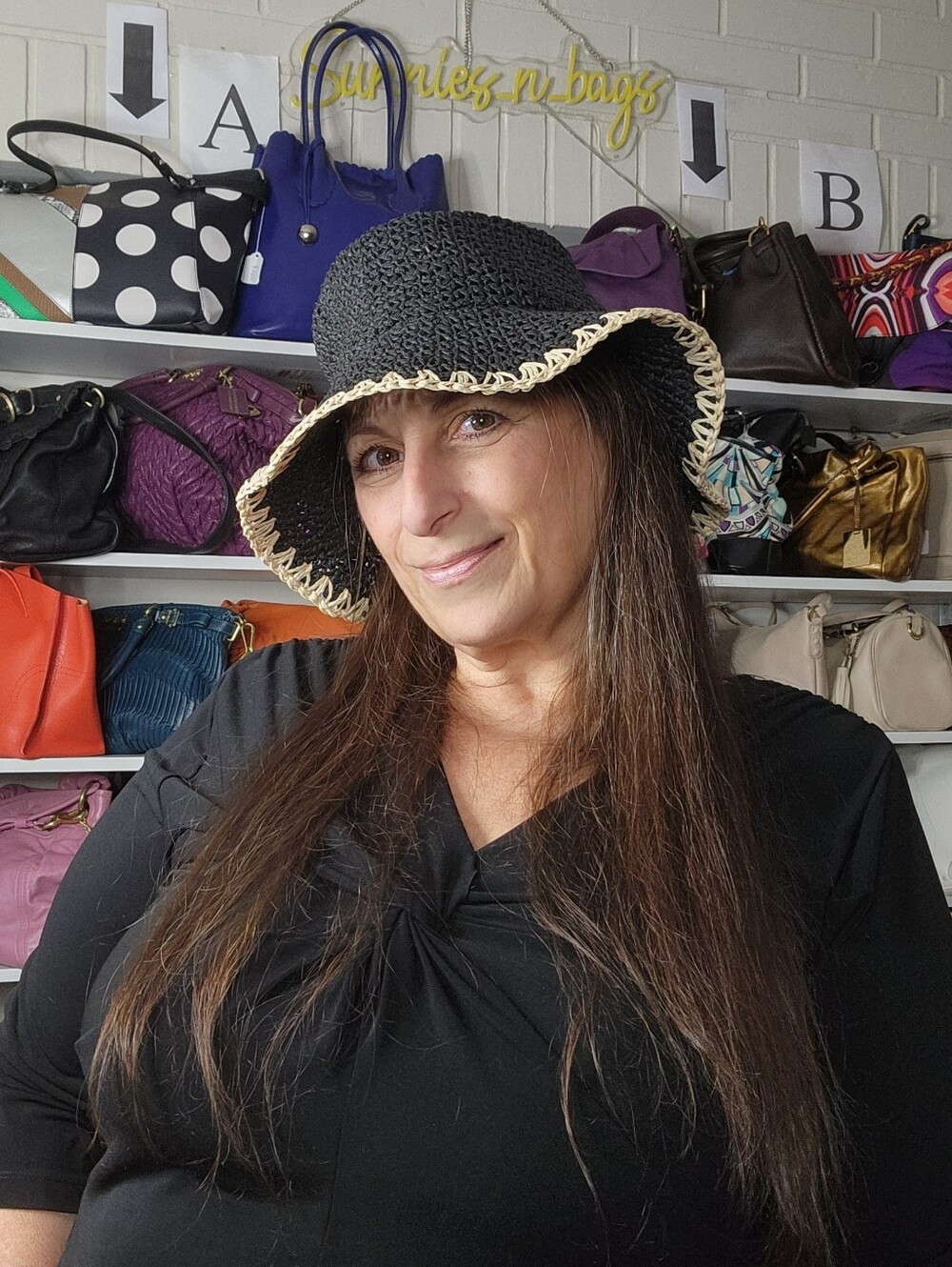 NWT I.N.C Crochet bucket hat Tan/Black or Black/Tan